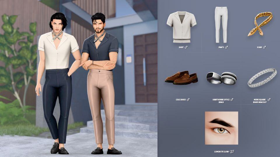 male sims wearing polished, modern outfits