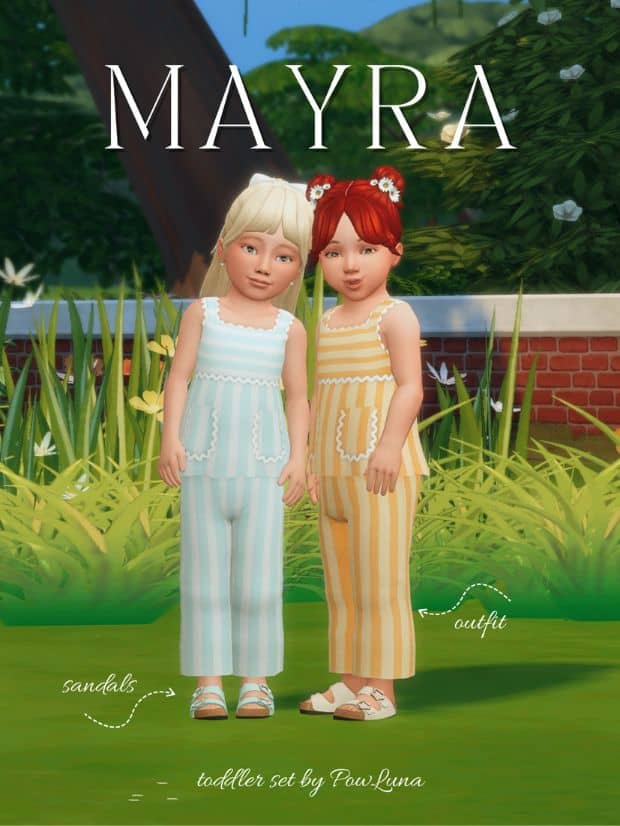 toddler sims wearing striped clothing sets