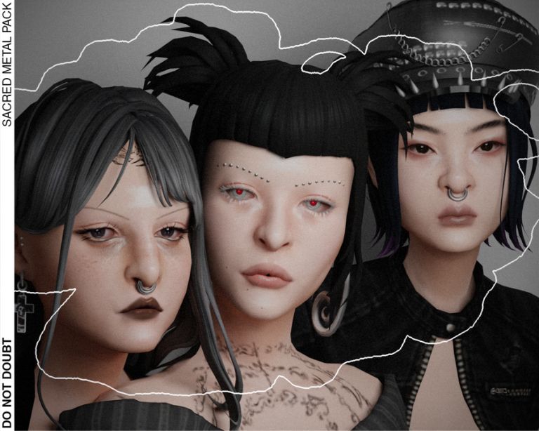 sims with different facial pierings