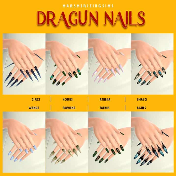 collage of 8 styles of nails