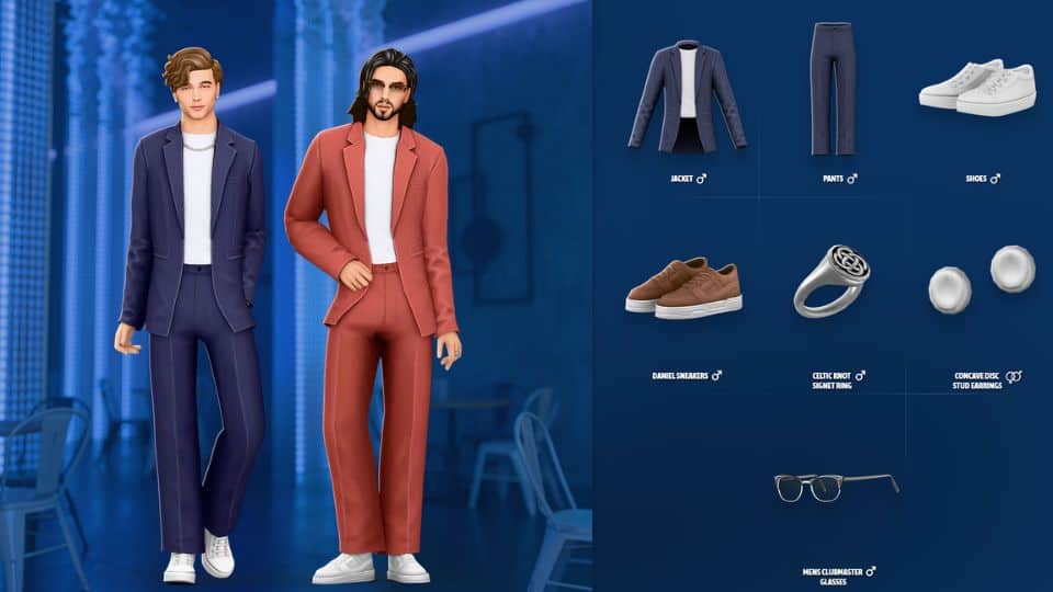male sims wearing tailored suits