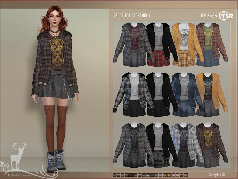 female sim wearing an urban style outfit