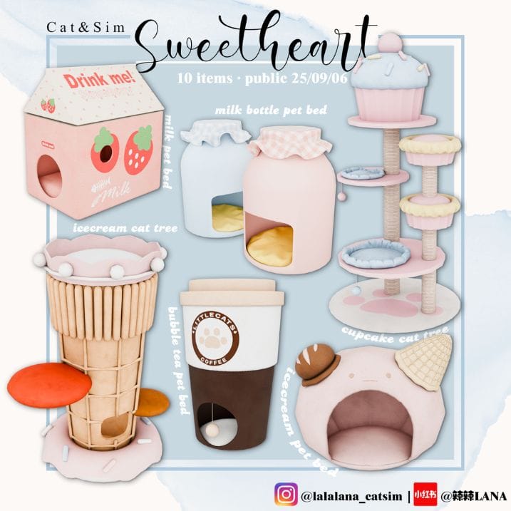 collage of mixed items for sims pets
