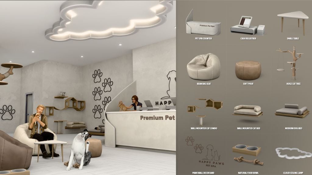 a pet spa and collage of mixed items for it