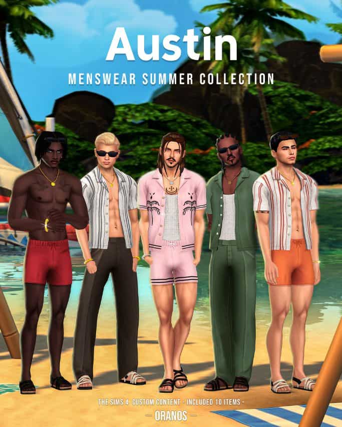 male sims dressed for summer