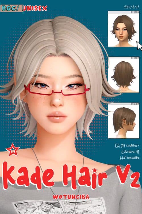 female sim with a short layered hairstyle