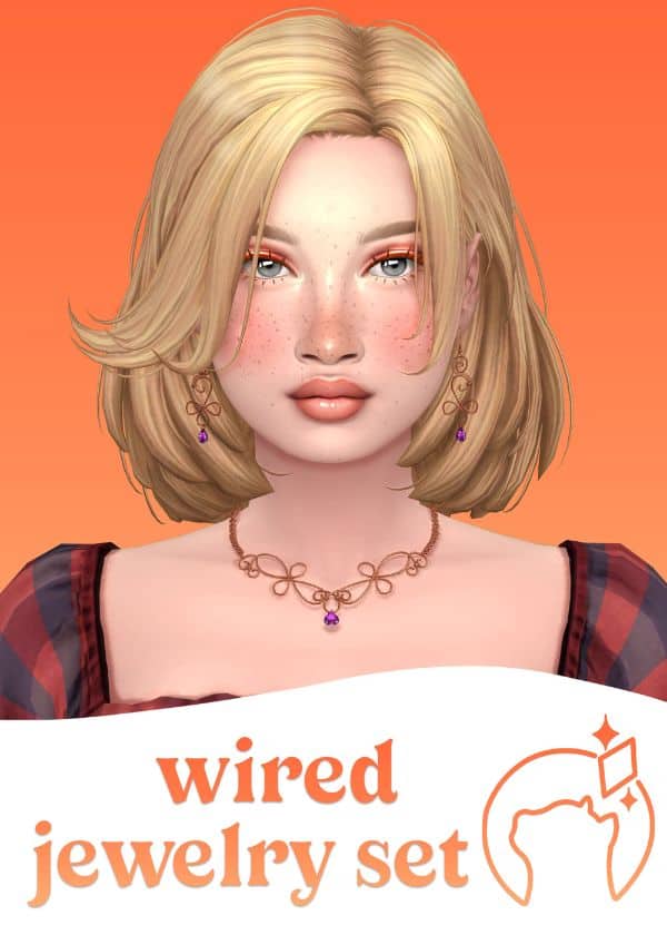 female sim wearing a wired jewelry set