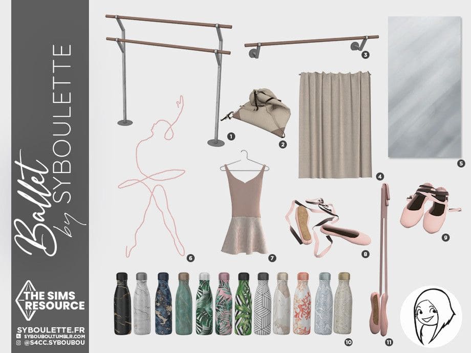 collage of ballet studio items