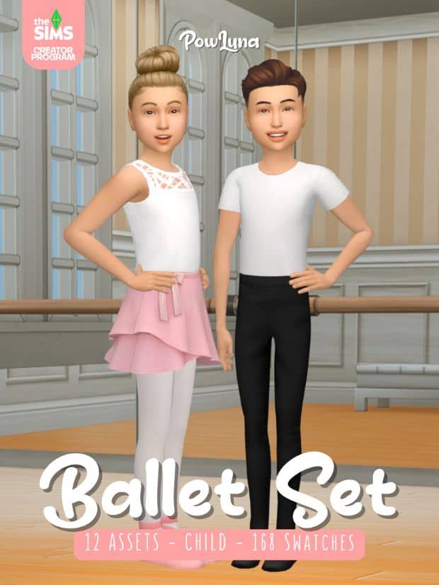 child sims dressed for ballet