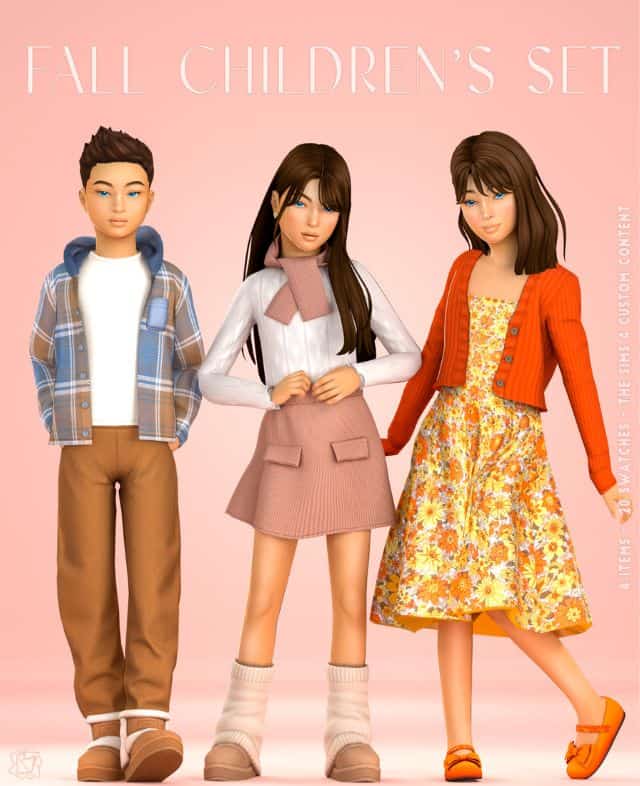 sims kids dressed for fall