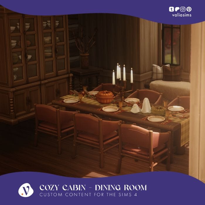 cozy cabin dining room in brown