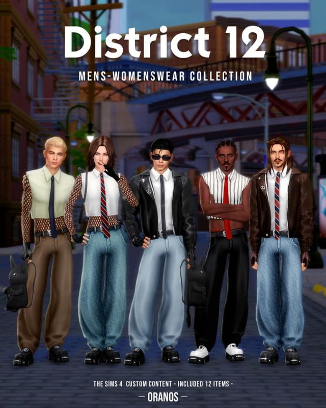male and female sims dressed in casual streetwear