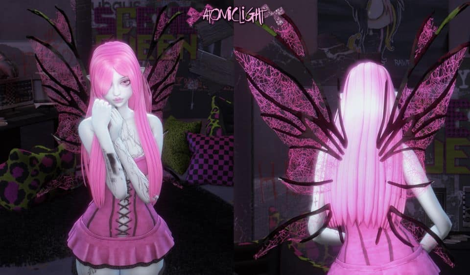 sim fairy with large dark wings