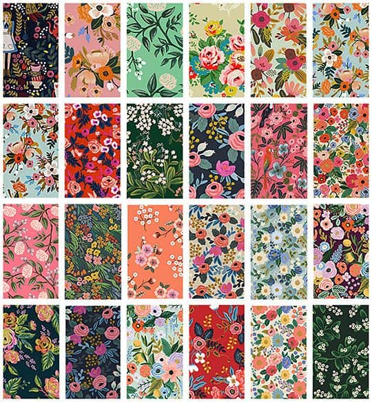 collage of floral rug swatches