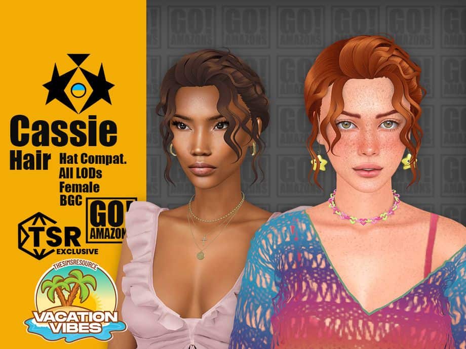 sims with casual chic bun hairstyles and loose hair strands