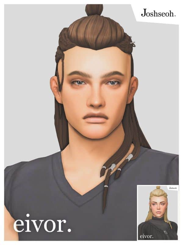Sims with an Eivor Varinsdottir inspired hairstyle