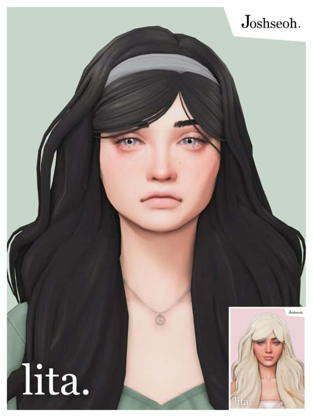female sim with long hair and a headband