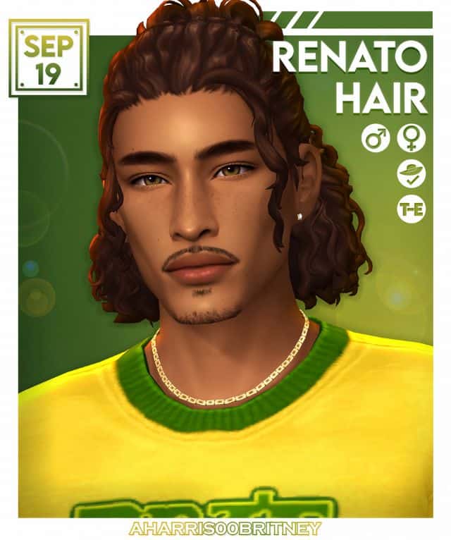 male sim with chin length curly hair