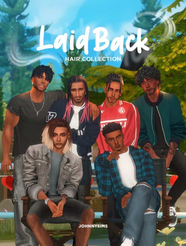 six black male sims with different hairstyles