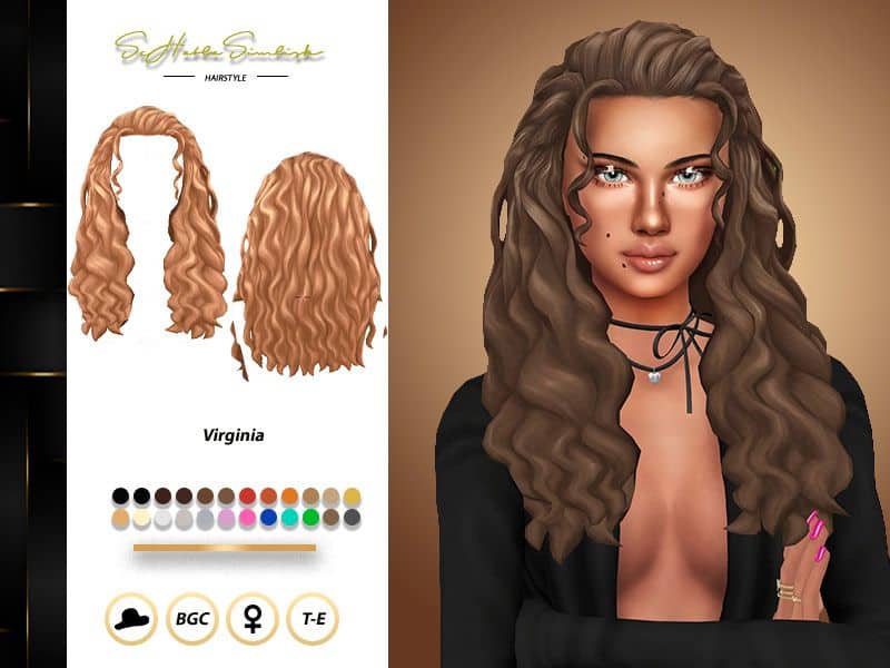 female sim with medium-length wavy hair with some curl to it