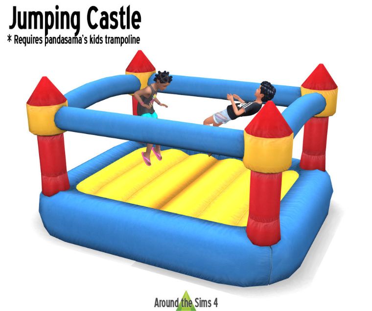 sims kids playing on a jumping castle