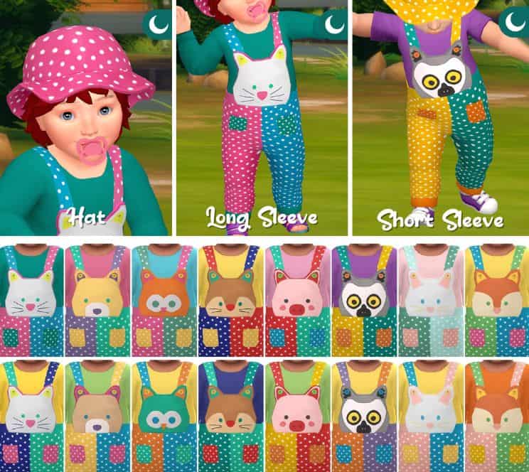 collage of mixed infant overalls swatches
