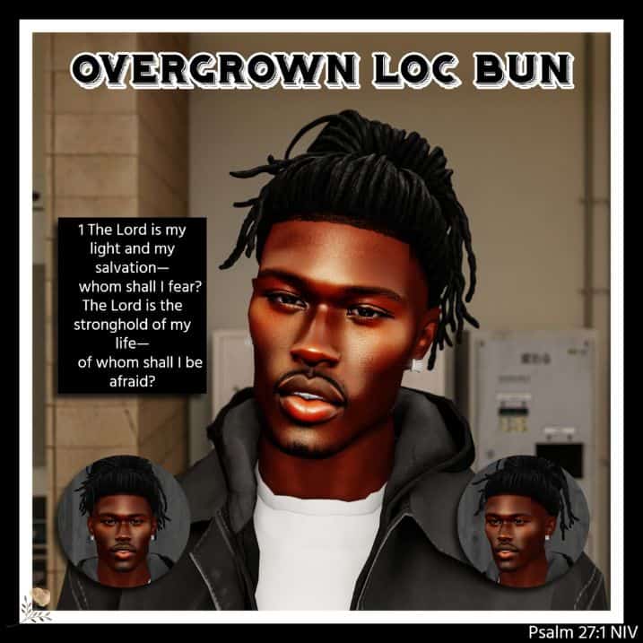 male sim with a loc bun hairstyle