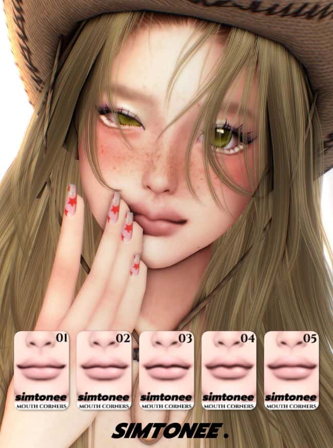 female sim with a mouth corner preset