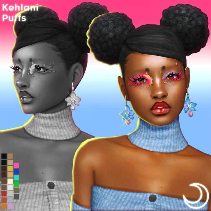 black female sim with large textured puffs