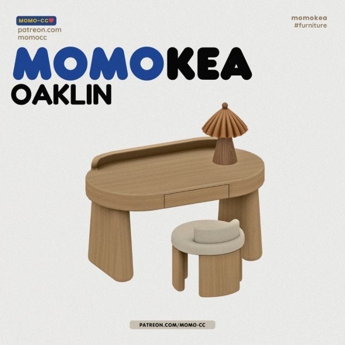 a small wooden desk, desk chair and lamp