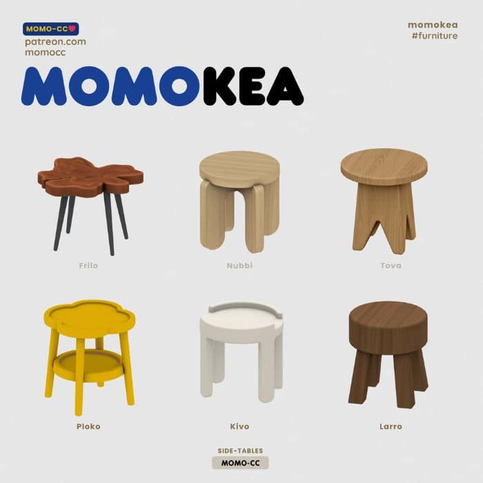 a collage of mixed side tables