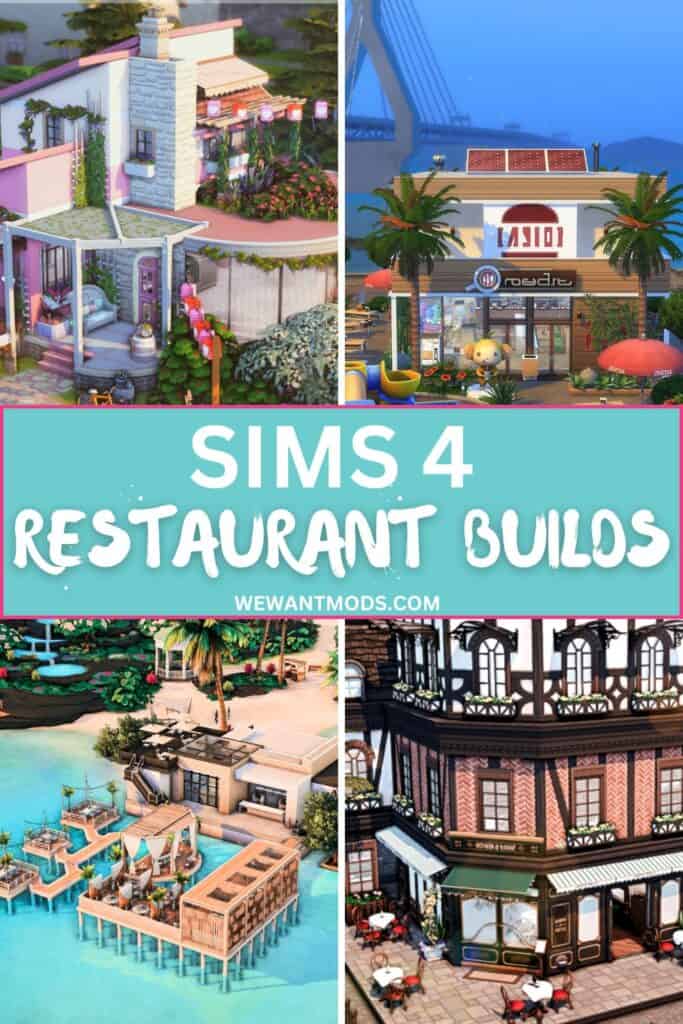 sims 4 restaurant builds Pinterest pin