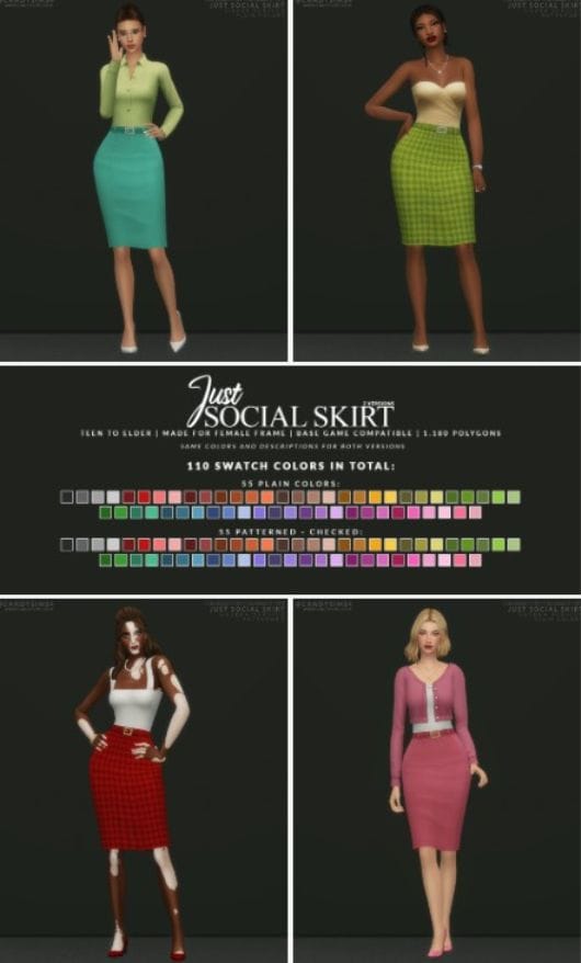 female sims wearing pencil skirts