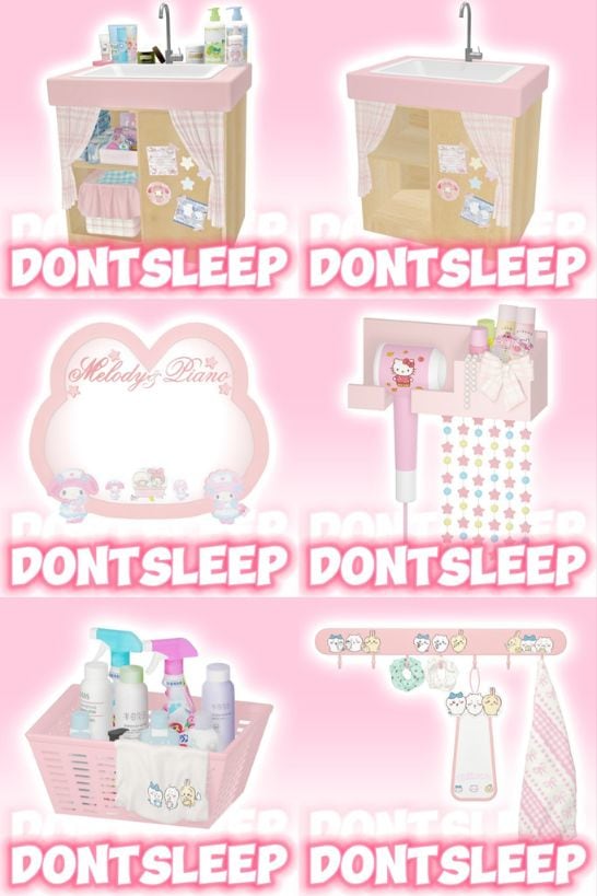 collage of Kawaii bathroom essentials