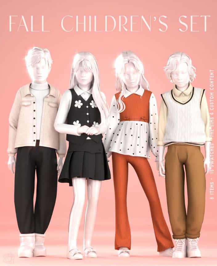 sims kids dressed for fall