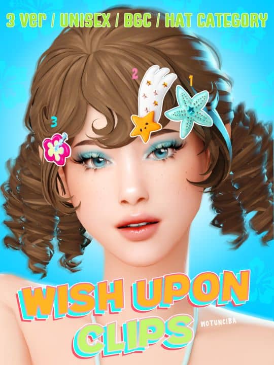 female sim wearing cute hairclips