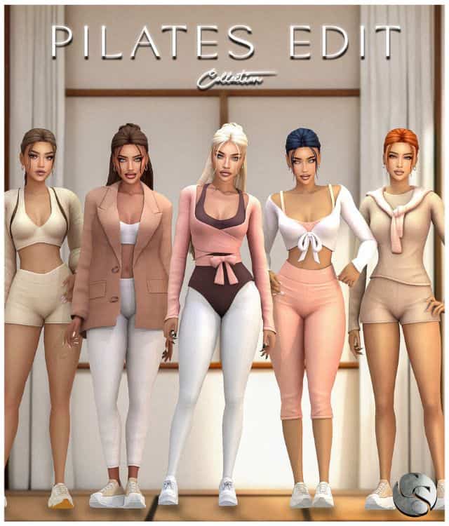 female sims dressed for pilates