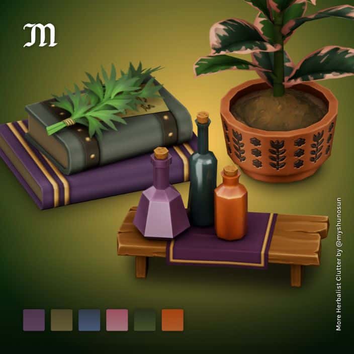 herbalist-themed clutter pieces
