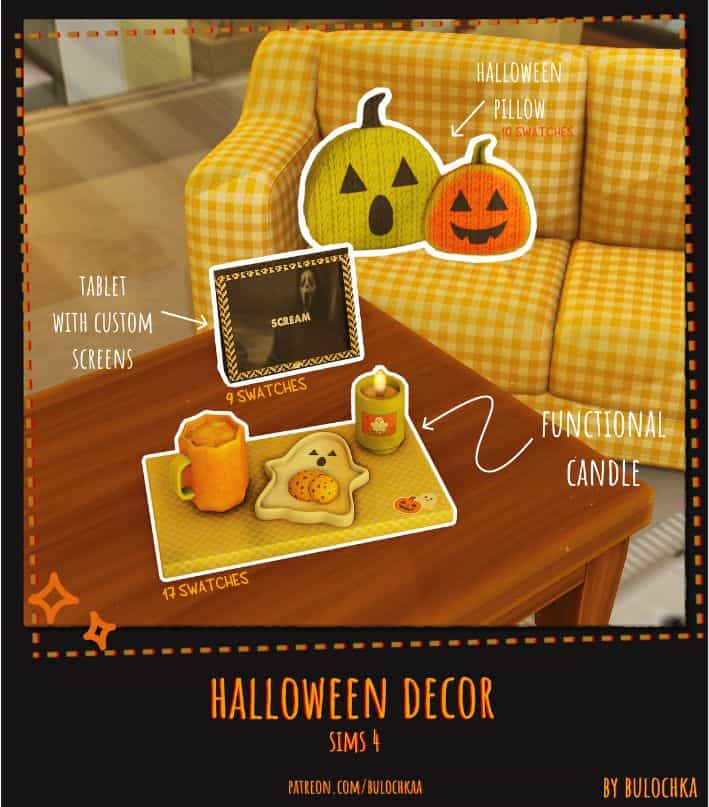 a living room with Halloween decor