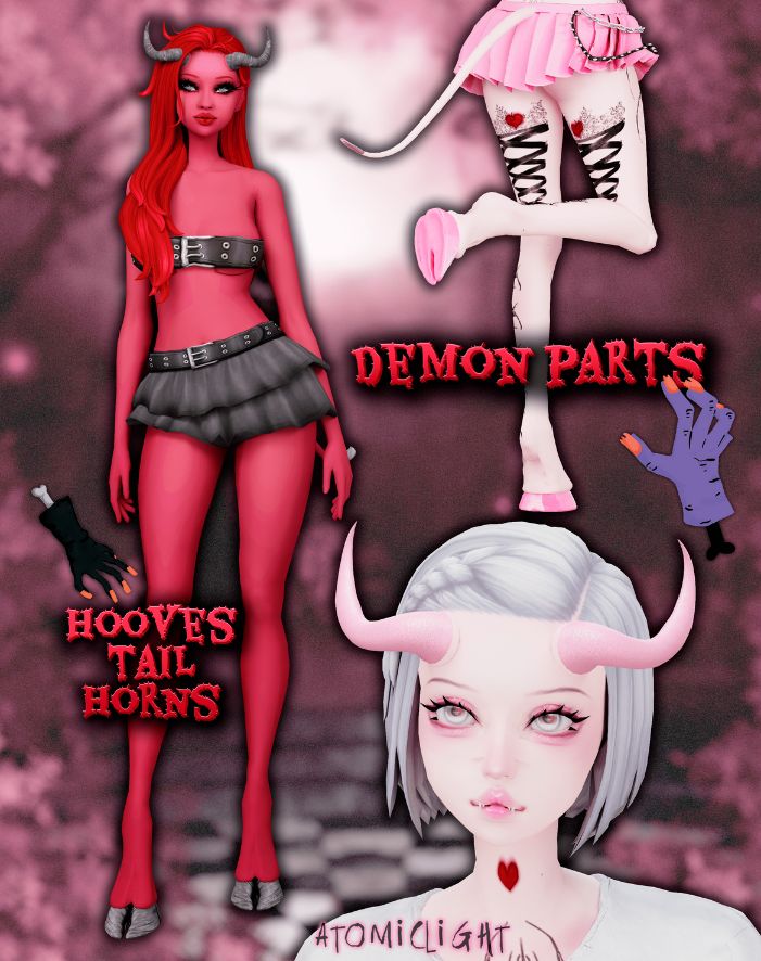 demon sims with horns, hooves and a tail