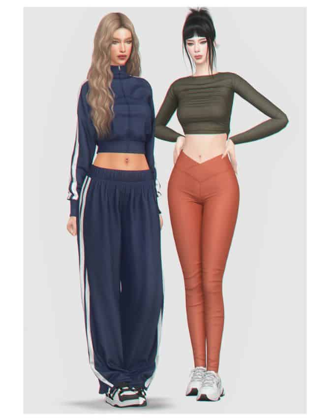 female sims dressed in activewear