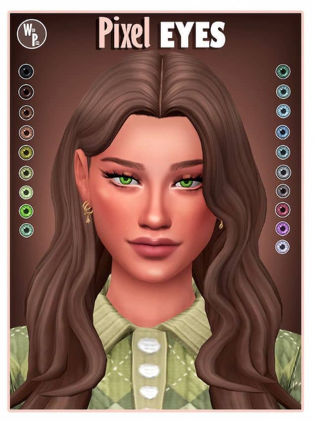 female sim with bright green eyes