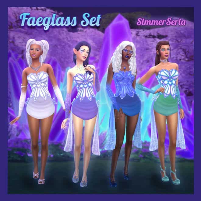 fairy sims dressed in bodice tops and mini skirts
