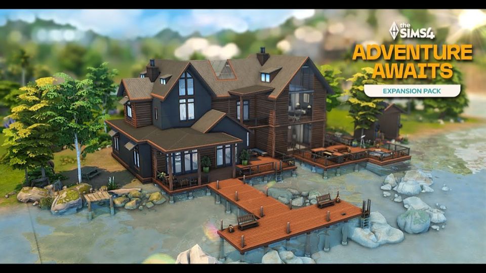 a large lakeside house