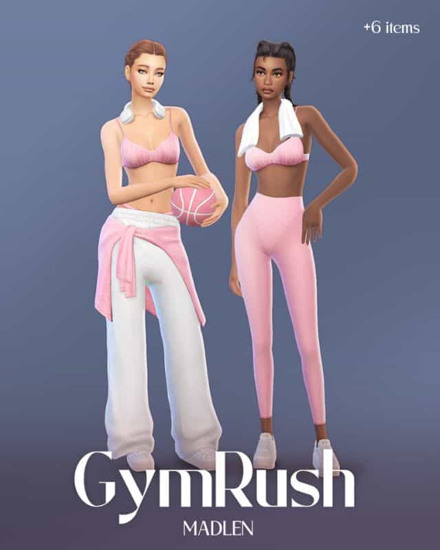 female sims dressed for the gym