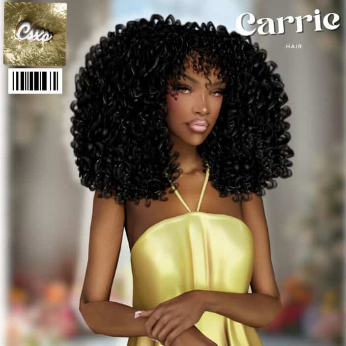 black female sim with thick curly hair