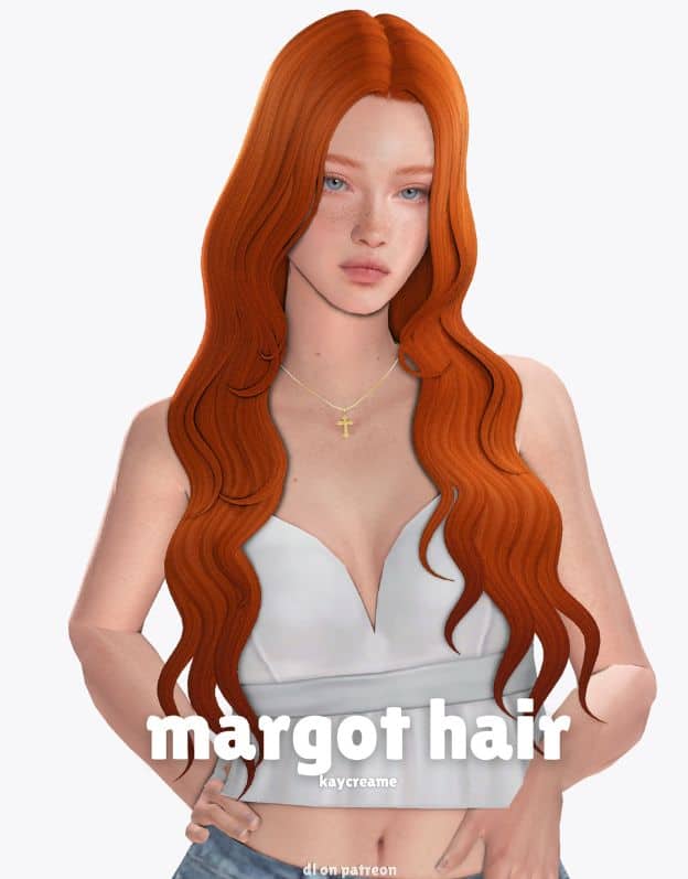 redhead sim with long wavy hair