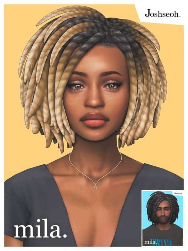 sims with an off-center part, chin length locs hairstyle