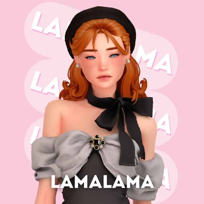 sim with red hair wearing a beret