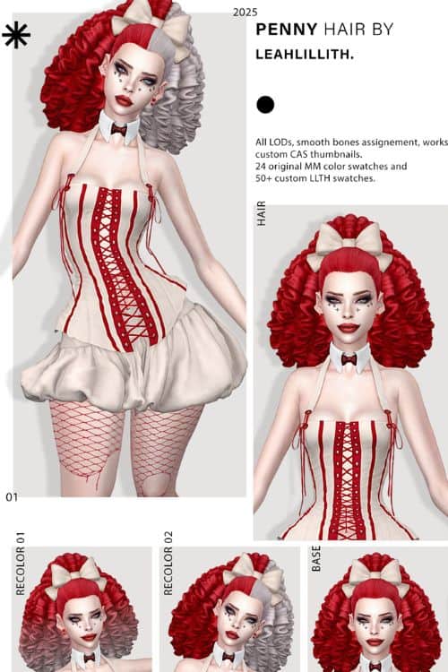 female sims with thick red hair in various recolor options